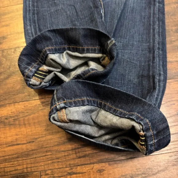 Lucky Brand Lil Maggie Flare Jeans Womens 00 Dark Wash Bootcut Altered Hem 24x32 - Picture 5 of 15